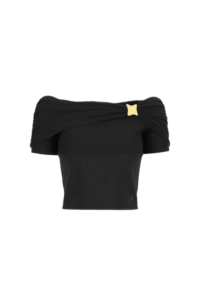 Guess Brigitte Düşük Omuzlu Kadın Siyah Top W6GP12K2935-JBLK