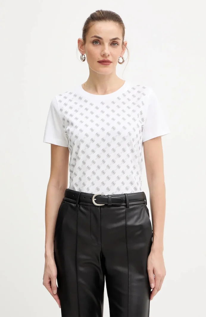 Guess Allover Kadın Beyaz Regular Fit T-Shirt W5BI21I3Z14-G011