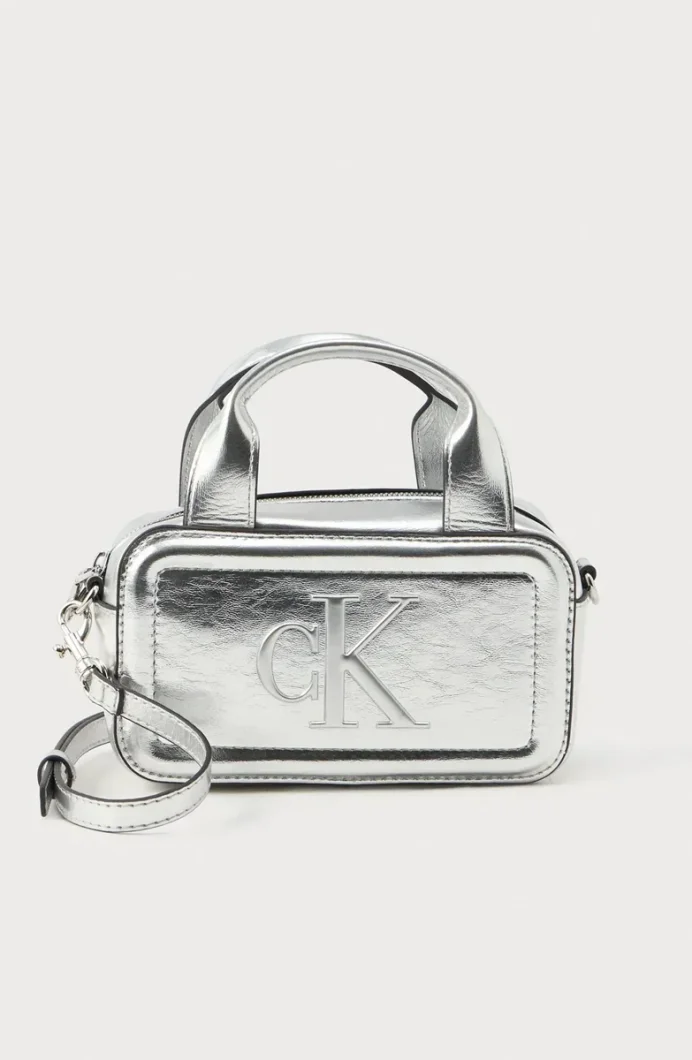 Calvin Klein Bold CK Metalik Mini Bauletto Kadın Metalik Gri Çapraz Çanta LV04F1202G-58G