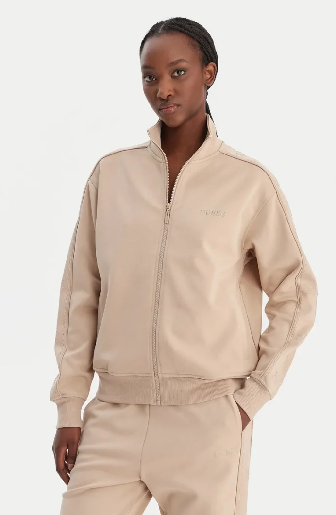 Guess Octavia Yüksek Yaka Tam Fermuarlı Kadın Bej Eşofman Üstü  V5BQ15KCX22-G1BW
