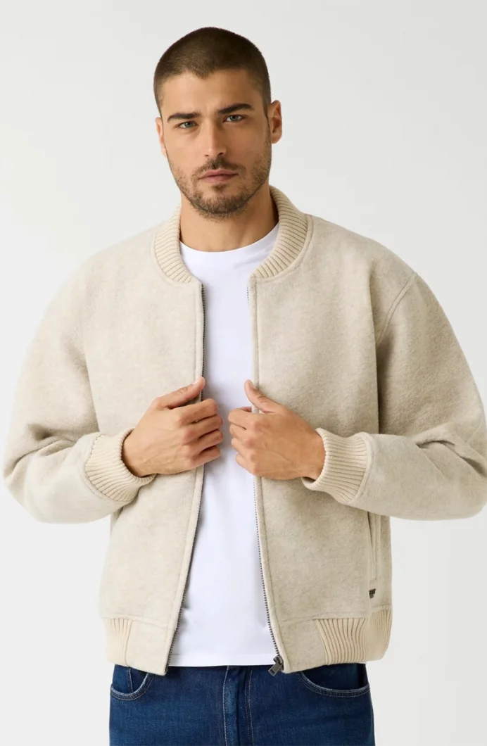 Guess Bomb Erkek Krem Yün Karışımlı Scuba  Ceket   M5BQ22K7640-LOH