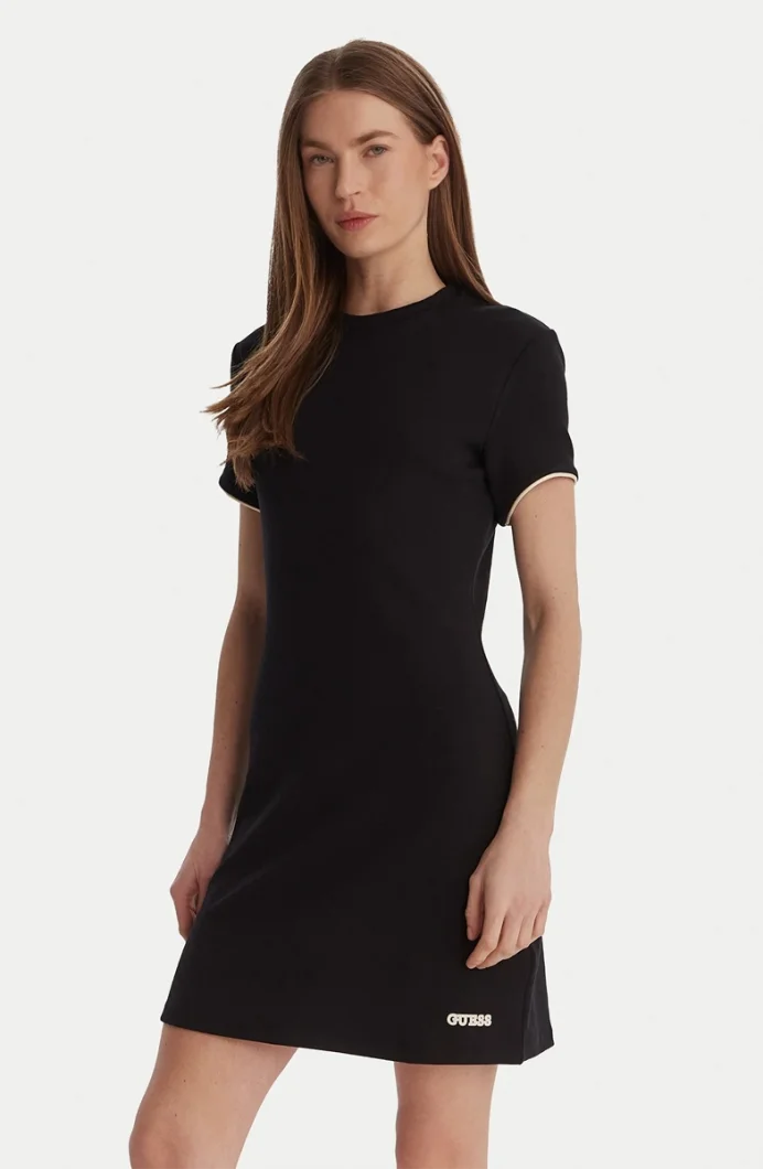Guess Clara Kısa Kollu Kısa Kadın Siyah Elbise V6GK07K3002-JBLK