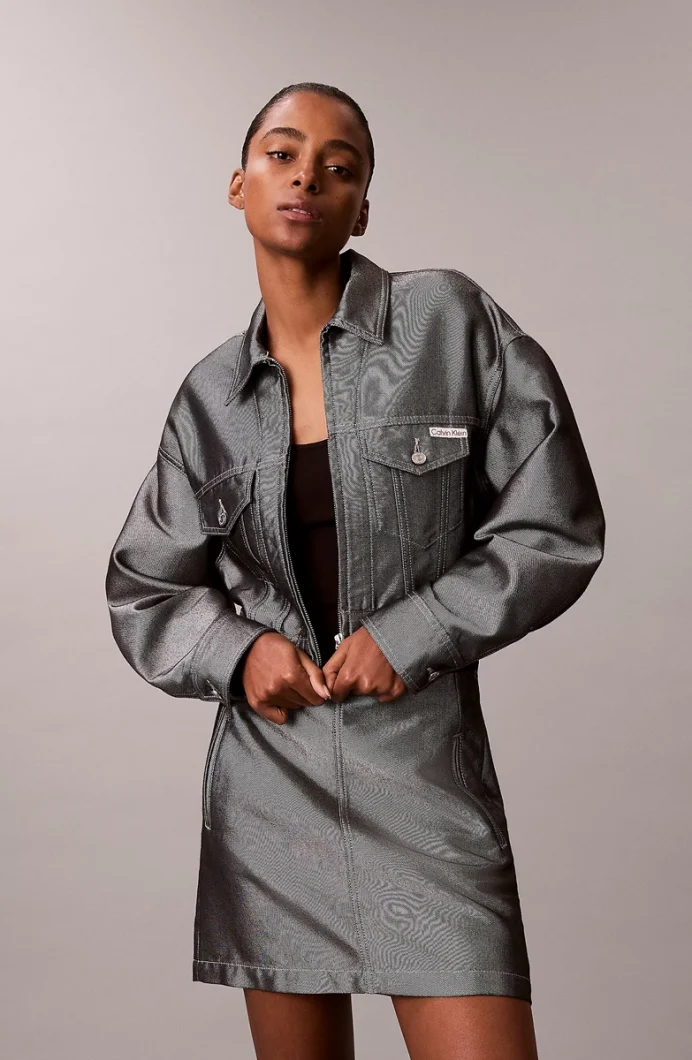 Calvin Klein Parlak Denim Bomber Kadın  Gri Ceket LV047E715G-3UF