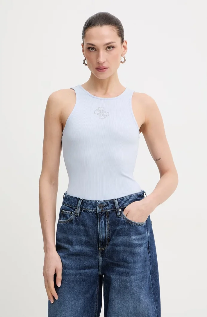 Guess Kolsuz Yuvarlak Yaka Guendalina Kadın Mavi Top W6RP39KD092-G7S1