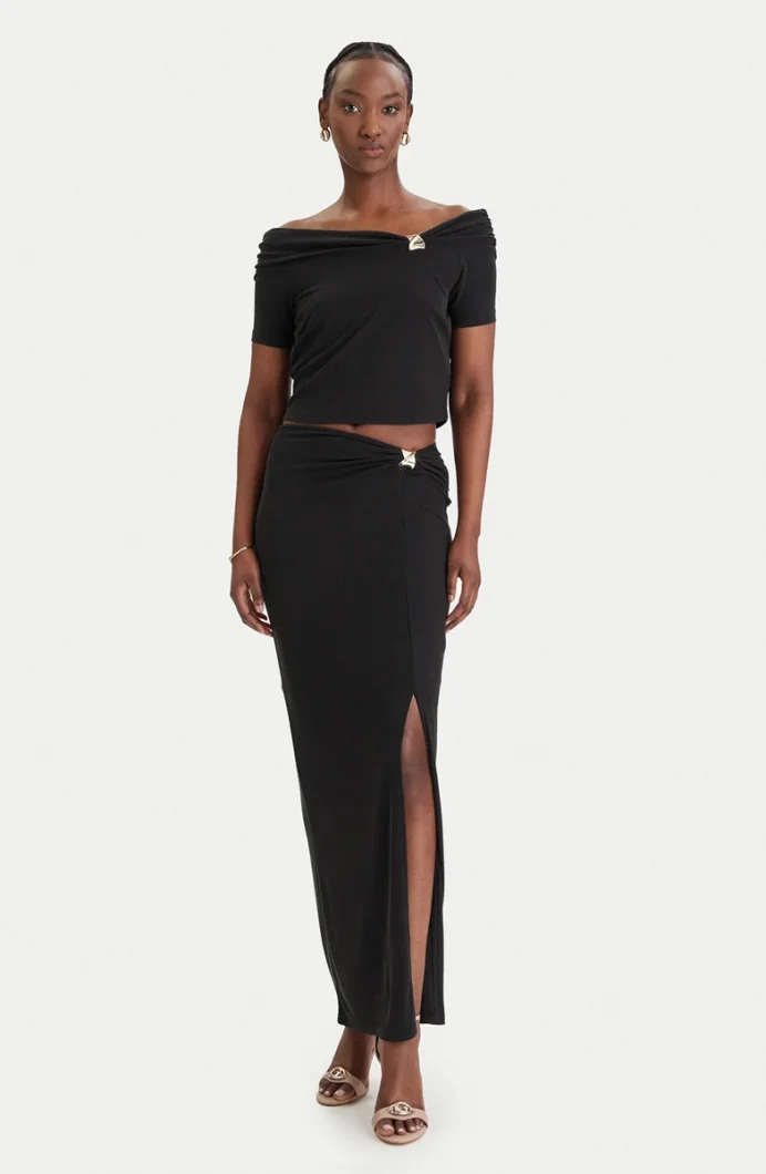 Guess Brigitte Midi Kadın Siyah Etek W6GD15K2936-JBLK