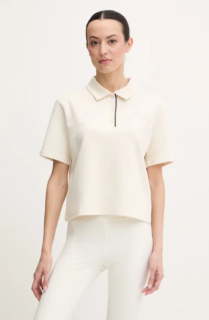 Guess Clara Kutulu Kesim Polo Yakalı Kadın Beyaz Polo T-shirt V6GP12K3044-G047