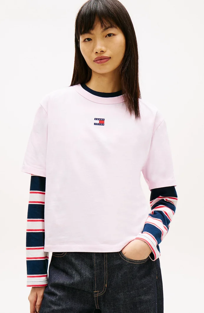 Tommy Hilfiger TJW Kutulu Kesim Amblemli Kadın Pembe T-shirt DW0DW22202TN9