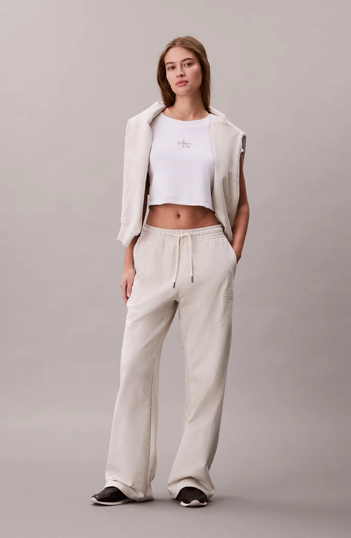 Calvin Klein Kabartma Monologo Havlu Kumaş Kadın Gri Eşofman Altı LV047F206G-P4P