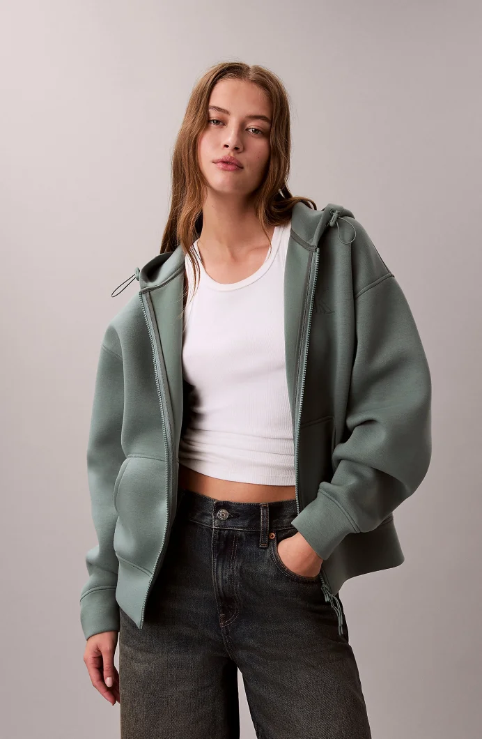 Calvin Klein Uzun Kollu Scuba Kadın Gri Ceket LV047E231G-PNO