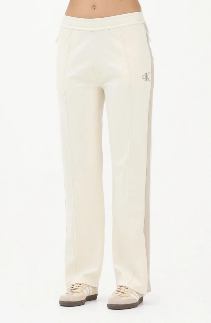 Calvin Klein Esnek Havlu Kumaş Eşofman Kadın Beyaz Eşofman Altı LV047E225G-YAC