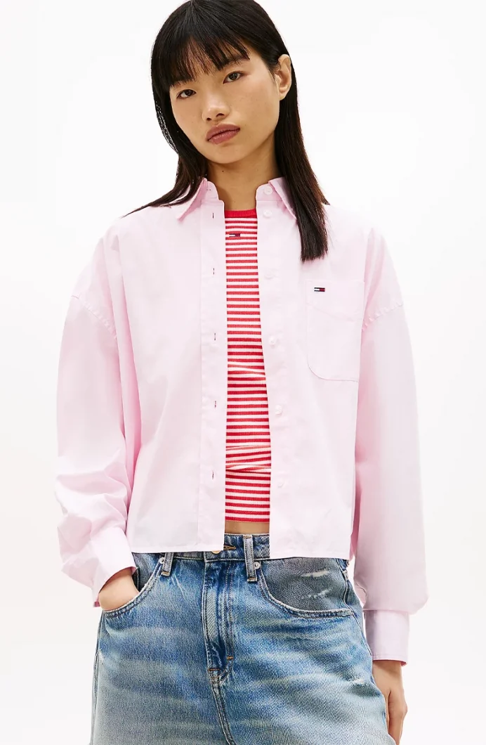 Tommy Hilfiger TJW Essential Kısa Kadın Pembe Gömlek DW0DW22766TN9