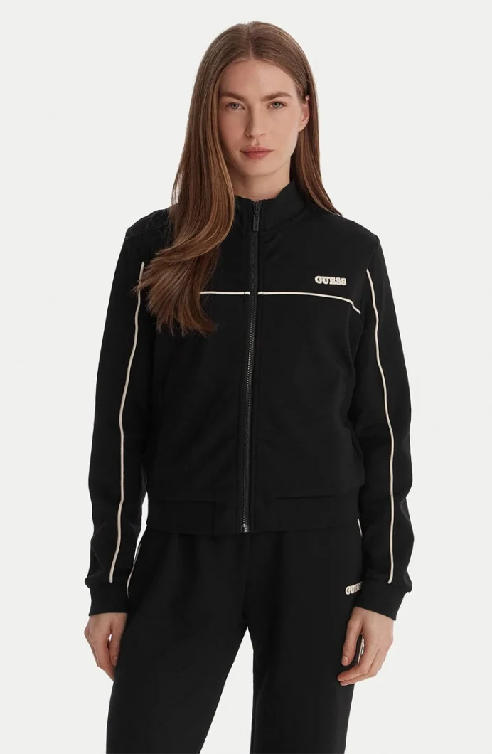 Guess Clara Tam Fermuarlı Kadın Siyah Sweatshirt V6GQ09K3001-JBLK