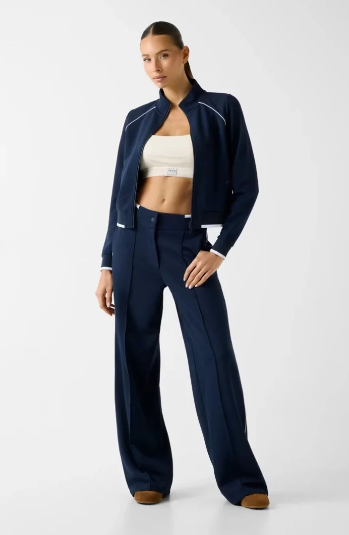 Guess Sarah Pike Hakim Yaka Tam Fermuarlı Kadın Lacivert Sweatshirt V6GQ05K2916-A71W