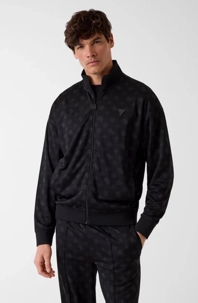 Guess Ovidio Tam Fermuarlı Erkek Siyah Sweatshirt Z6GQ07K2849-FJCD