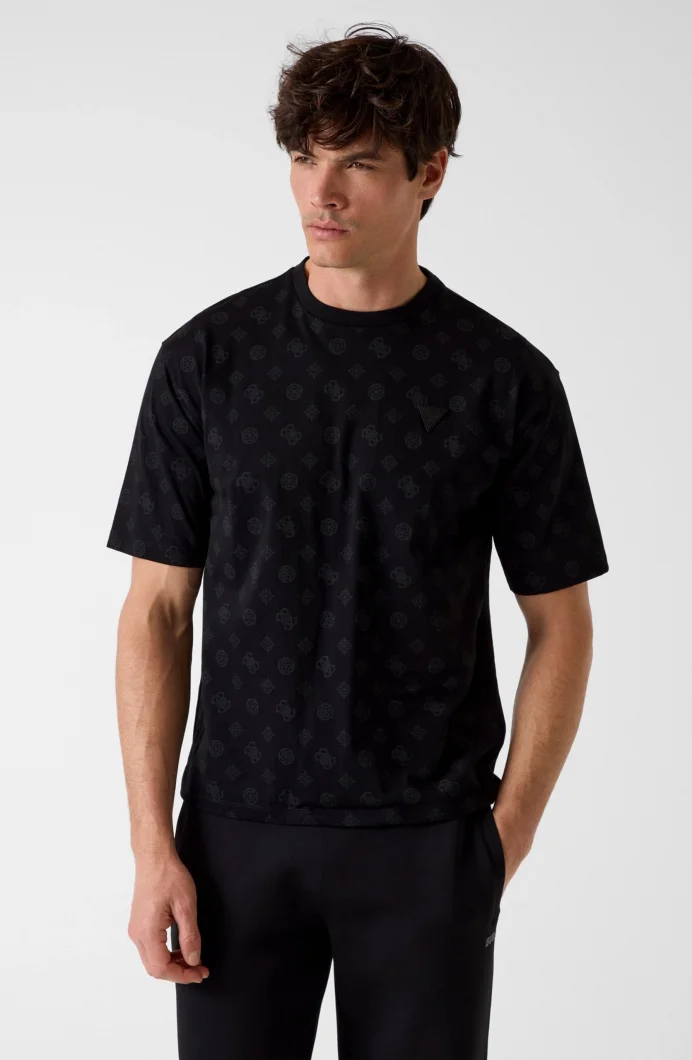 Guess Ovidio Bisiklet Yaka Kısa Kollu Erkek Siyah T-shirt Z6GI07K2852-PMKW