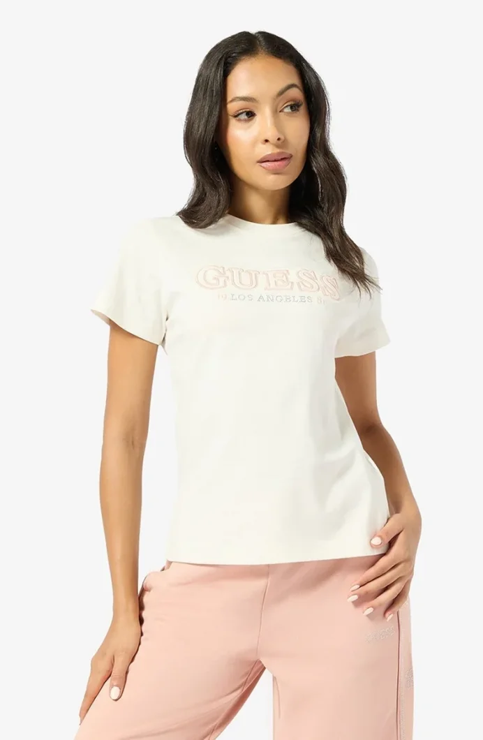 Guess Ketty Bisiklet Yaka Kısa Kollu Kadın Beyaz T-shirt V6RI10I3Z14-G012