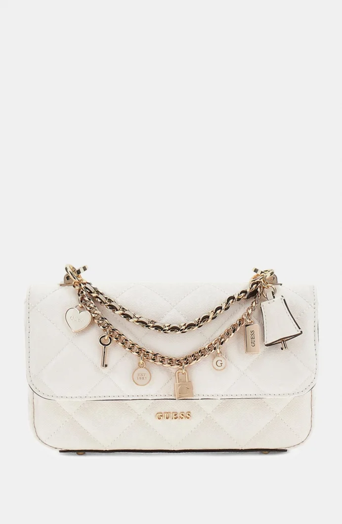 Guess Libby Kapaklı Çapraz Askılı Kadın Beyaz El Çantası HWGG9912200-OFF