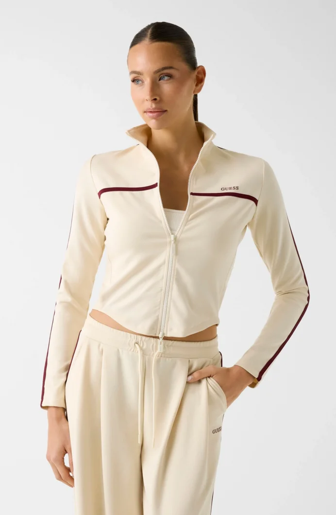 Guess Jasmine Tam Fermuarlı Kadın Beyaz Sweatshirt V6GQ04K2911-G047