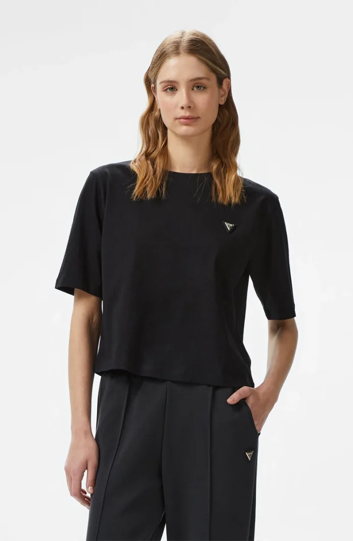 Guess Colette Kadın Siyah Aktif Boxy Fit T-Shirt V4BI21I3Z14-JBLK