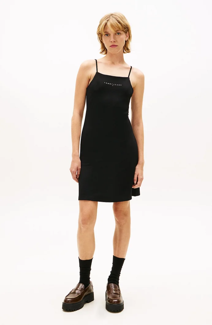 Tommy Hilfiger TJW Lineer İnce Askılı Kadın Siyah Elbise DW0DW22338BDS