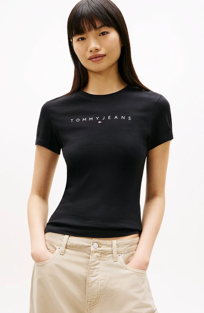 Tommy Hilfiger TJW Dar Kesim Lineer Kadın Siyah T-shirt DW0DW183980GK
