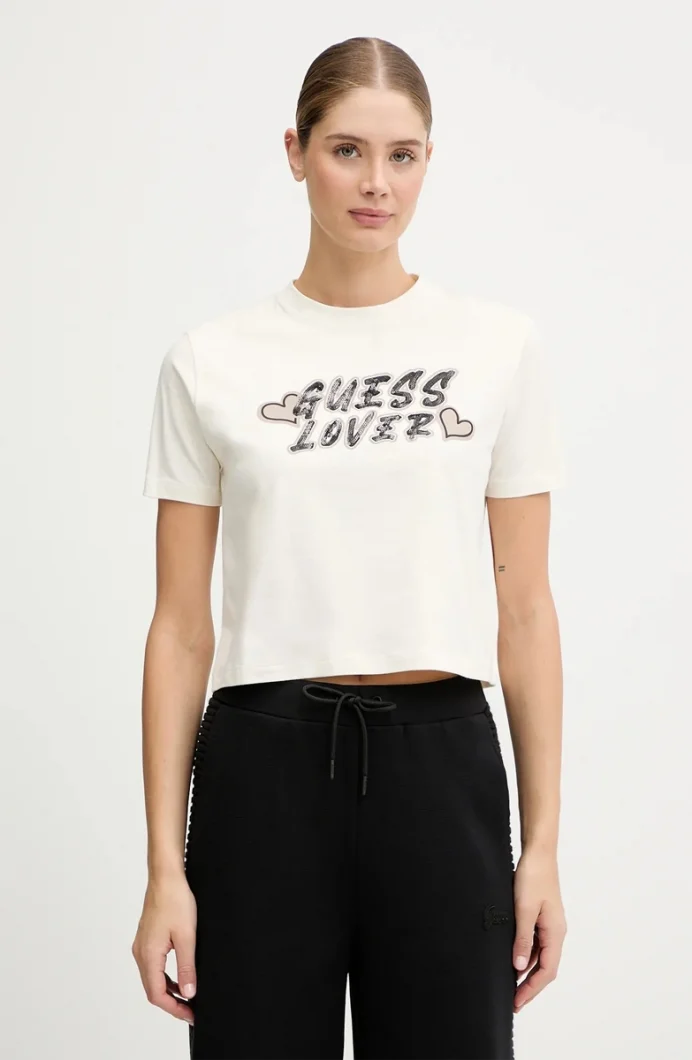 Guess Fosca Kadın Beyaz Aktif Boxy Fit T-Shirt V5BI06J1314-G1O6