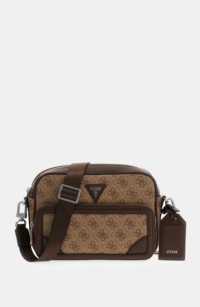 Guess Milano Çift Fermuarlı Çapraz Askılı Erkek Bej Çapraz Çanta HMMILLP6222-BEG