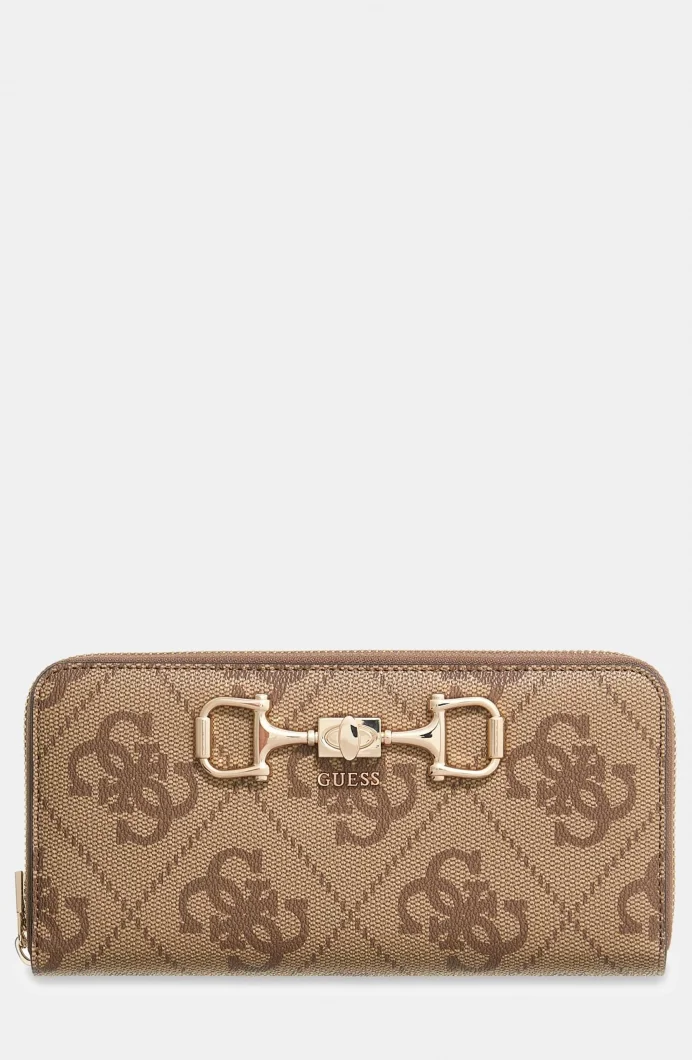 Guess Janie Logolu Büyük Boy Fermuarlı Kadın Kahverengi Cüzdan SWOS9924146-LTL