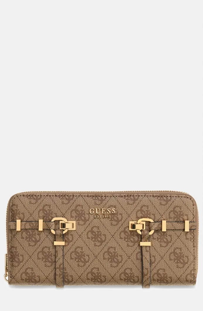 Guess Leona Logolu Büyük Boy Fermuarlı Kadın Kahverengi Cüzdan SWSG9917146-LTL
