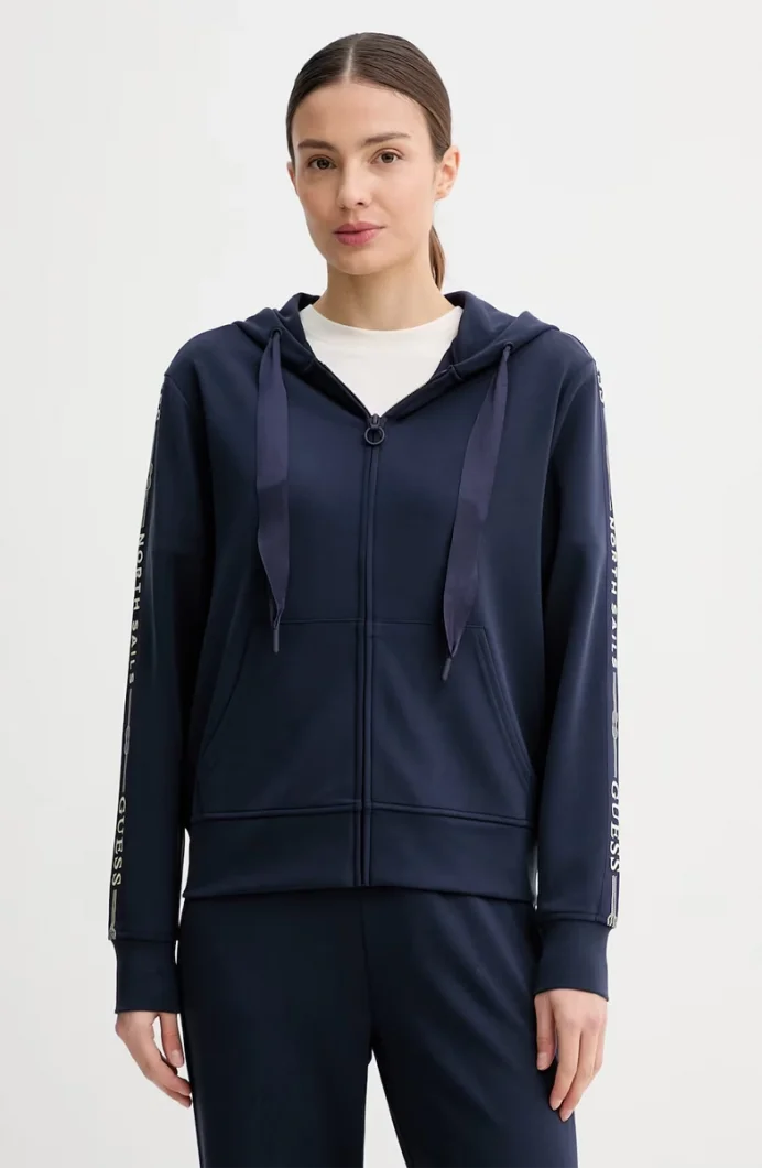 Guess XNS Fermuarlı Kapüşonlu Kadın Lacivert Eşofman Üstü W6GQ03K2656-G7V2