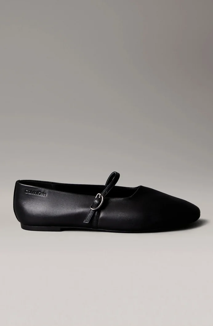 Calvin Klein Oblique Mary Jane Deri Metal Detaylı Kadın Siyah Babet HW0HW02847-BEH