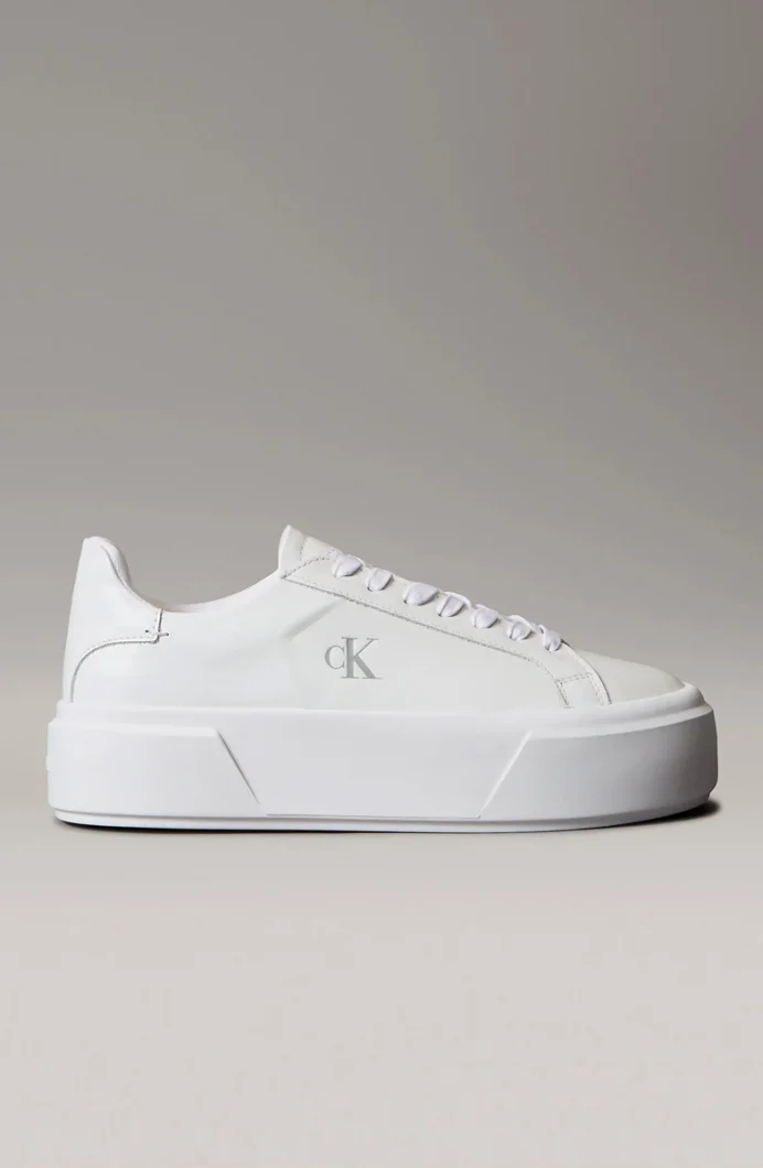 Calvin Klein Flatform Bağcıklı Deri Kadın Beyaz Sneaker YW0YW01928-0K4