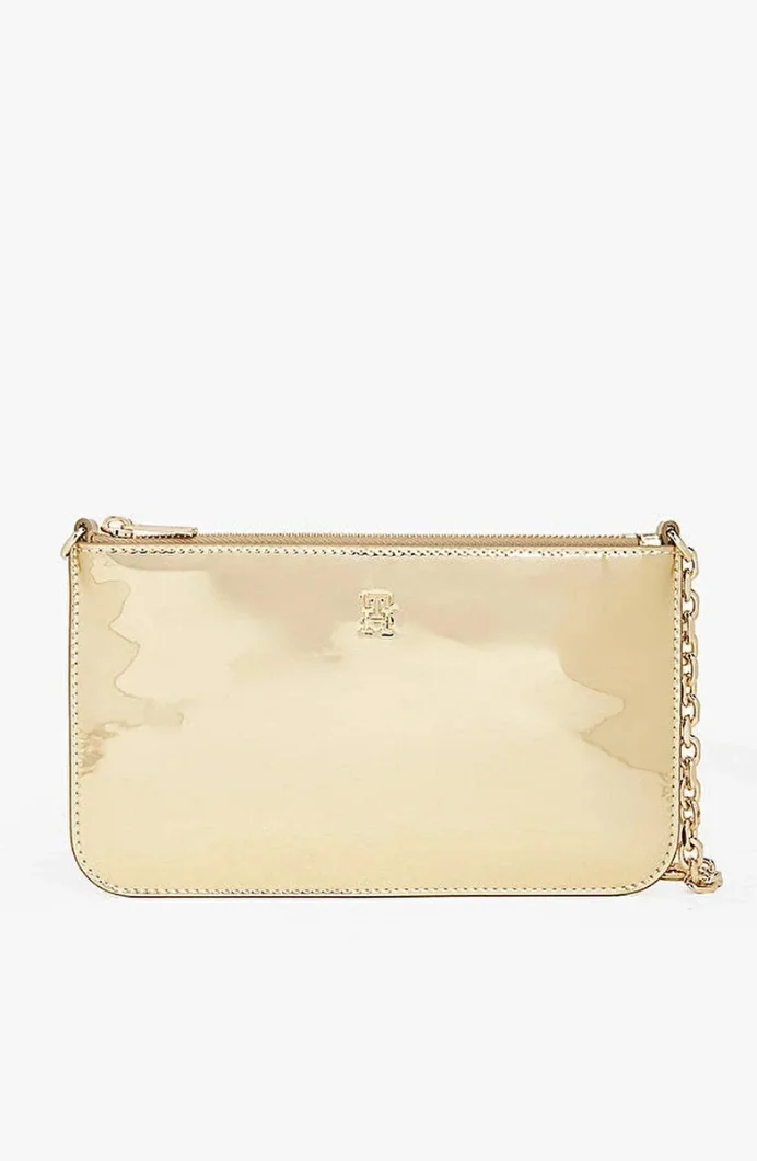 Tommy Hilfiger TH Icon Metalik Zincirli Omuz Kadın Gold Cüzdan AW0AW182190HS