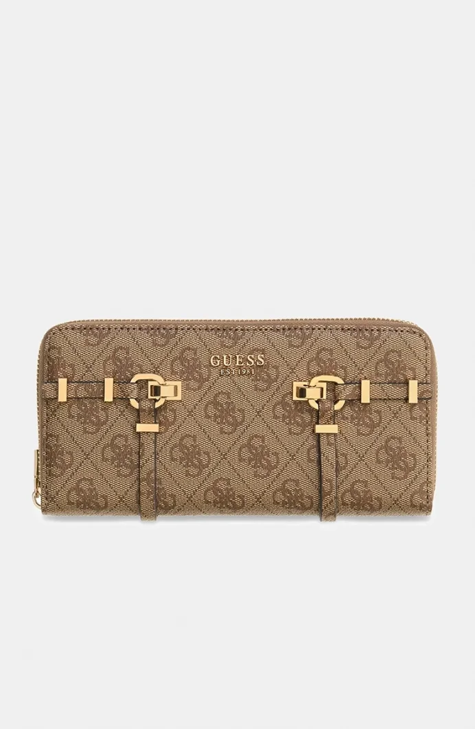 Guess Leona Logolu Büyük Boy Fermuarlı Kadın Kahverengi Cüzdan SWSG9917146-LTL