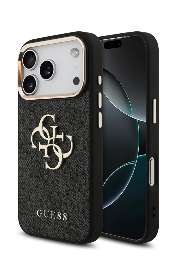 Guess iPhone 17 Pro Orjinal Lisanslı Gold Metal Kadın Siyah Telefon Kılıfı GUHCP17L4GMGCGR