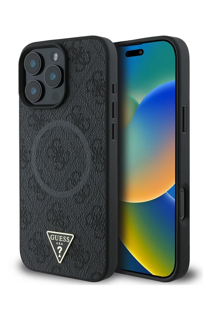 Guess iPhone 16 Pro Max Orjinal Lisanslı M-safe Kadın Siyah Telefon Kılıfı GUHMP16XP4TDPK