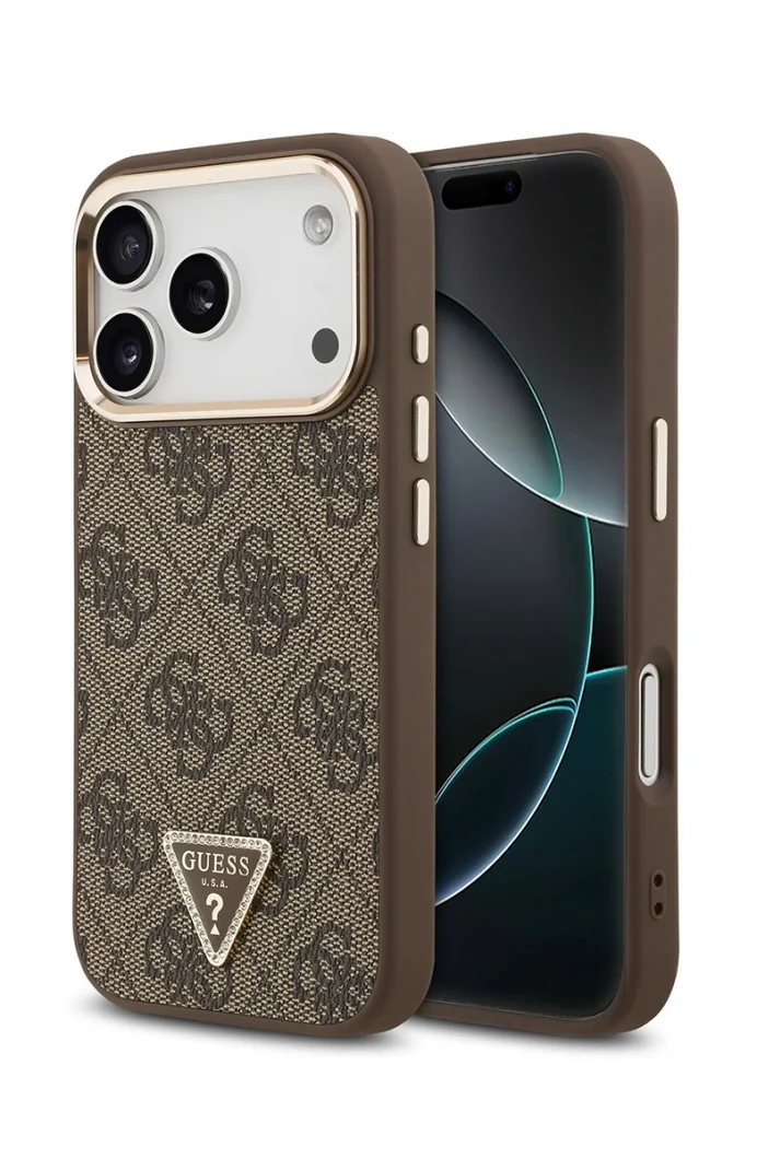 Guess iPhone 17 Pro Orjinal Lisanslı M-safe Kadın Kahverengi Telefon Kılıfı GUHMP17LP4GTDGMW