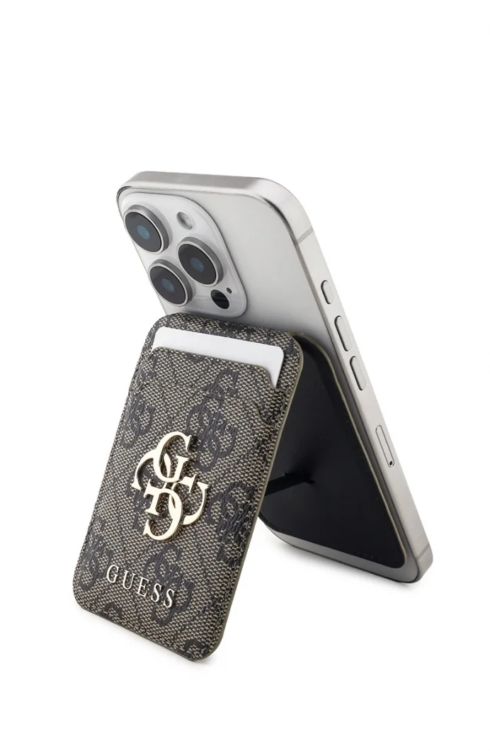 Guess 4G Metal Logolu MagSafe Kart Bölmeli Kadın Kahverengi Kartlık GUWMSHG4BLW
