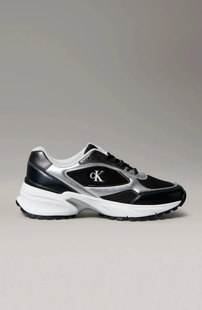 Calvin Klein Hike Runner Bağcıklı File Karışımlı Metalik Erkek Siyah Sneaker YM0YM01402-01L