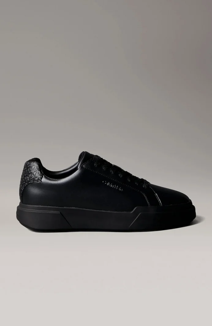 Calvin Klein Chunky Cupsole Bağcıklı Deri Tamamı Baskılı Erkek Siyah Sneaker HM0HM02070-0GJ