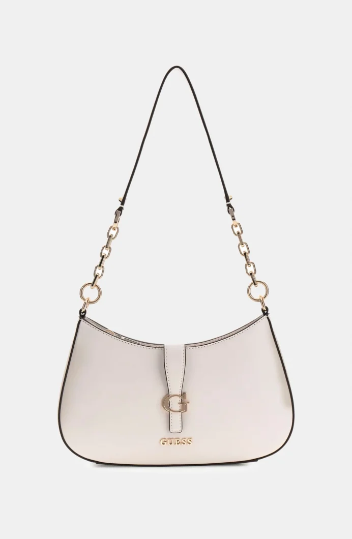 Guess Carrie Üstten Fermuarlı Kadın Krem Omuz Çantası HWVG9896180-STO