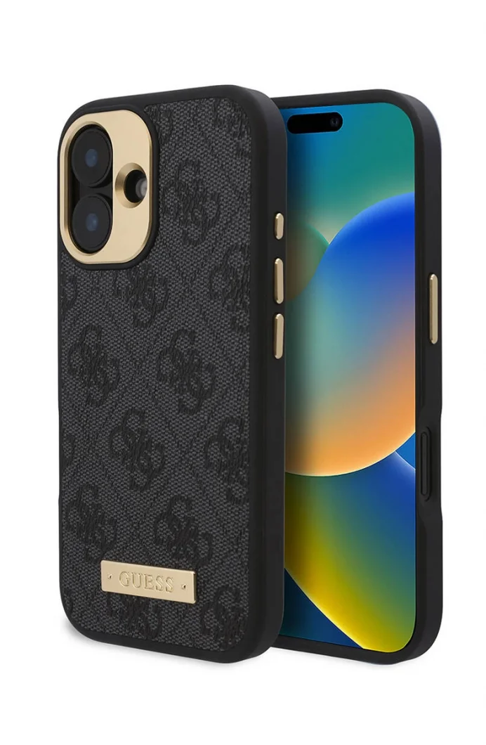 Guess Guess iPhone 16 Plus Kılıf Guess Orjinal Lisanslı M-safe Şarj Özellikli Siyah Telefon Kılıfı GUHMP16MU4GPRK