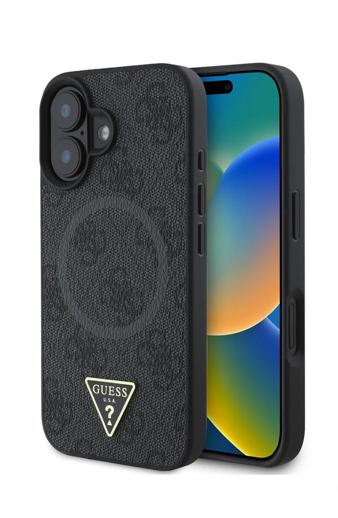 Guess iPhone 16 Kılıf Guess Orjinal Lisanslı M-safe Şarj Özellikli Siyah Telefon Kılıfı GUHMP16SP4TDPK