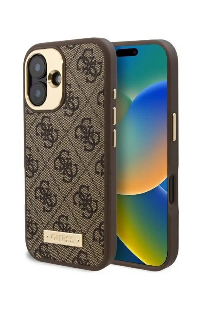 Guess Guess iPhone 16 Kılıf Guess Orjinal Lisanslı M-safe Şarj Özellikli Kahverengi Telefon Kılıfı GUHMP16SU4GPRW