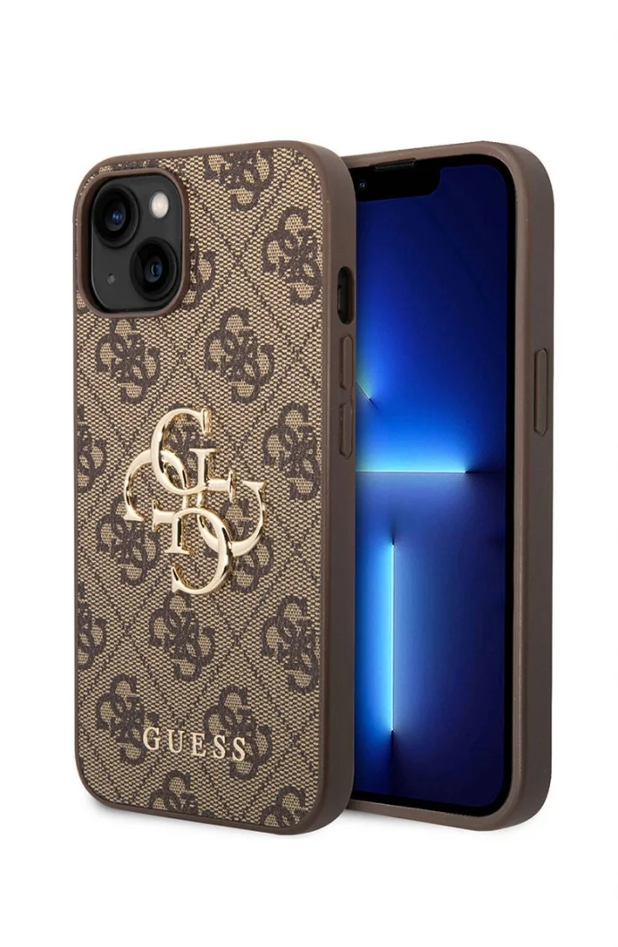 Guess Guess iPhone 15 Kılıf Guess Orjinal Lisanslı PU Deri Siyah Telefon Kılıfı GUHCP15S4GMGGR