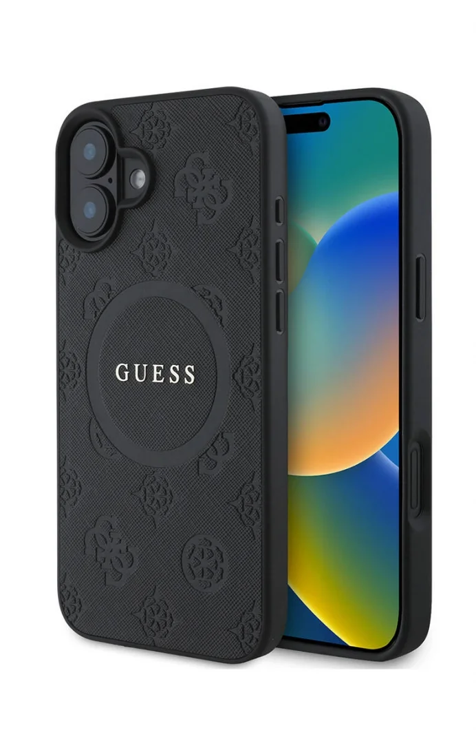 Guess Guess iPhone 16 Kılıf Guess Orjinal Lisanslı M-safe Şarj Özellikli Siyah Telefon Kılıfı GUHMP16SPSAPSMEK