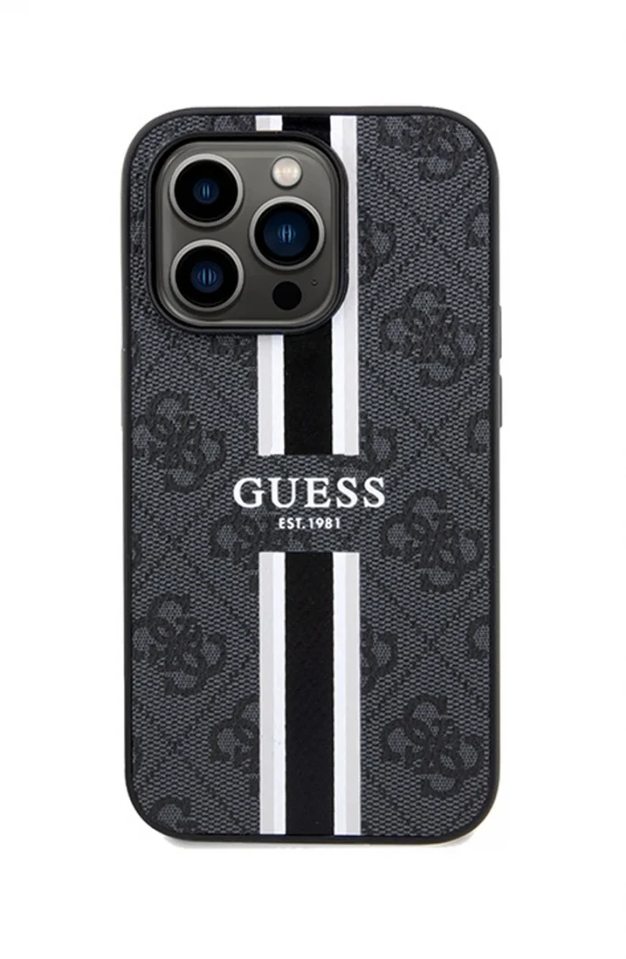 Guess Guess iPhone 15 Pro Kılıf Guess Orjinal Lisanslı M-safe Şarj Özellikli Siyah Telefon Kılıfı GUHMP15LP4RPSK