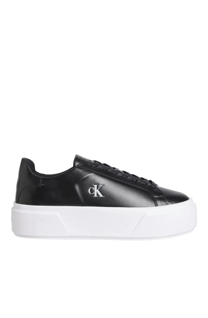 Calvin Klein Flatform Bağcıklı Deri Kadın Siyah Sneaker YW0YW01928-BEH