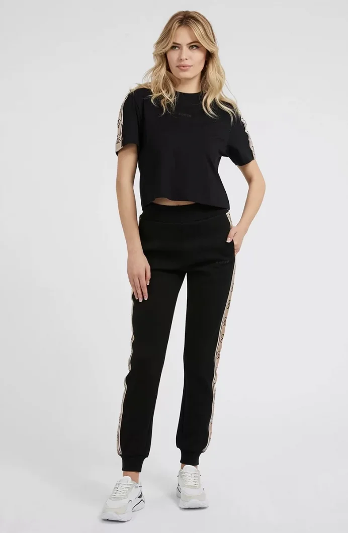 Guess BRITNEY CROP TEE Kadın Siyah T-shirt V3RI08I3Z14-JBLK