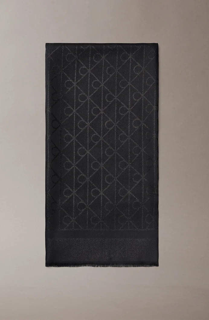 Calvin Klein Amblem Tamamı Baskılı Parlak Ton Sür Ton Kadın Siyah Şal LV04F8062G-UB1